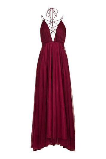 Topshop Tulle Lace Up Maxi Dress