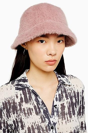 Topshop Pink Fluffy Bucket Hat