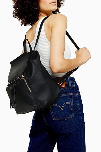 Topshop True Black Pu Backpack