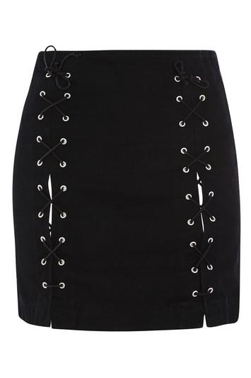 Topshop Moto Front Lace Up A-line Skirt