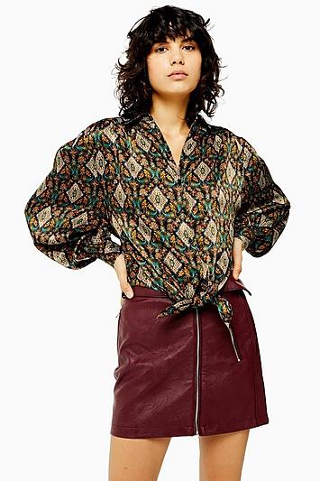 Topshop Monkey Tile Knot Shirt