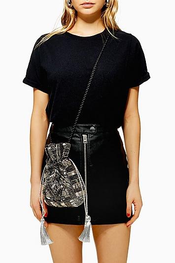 Topshop Sequin Velvet Pouch