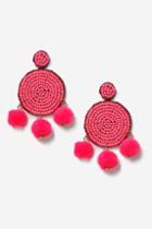Topshop Pink Pom And Bead Earrings