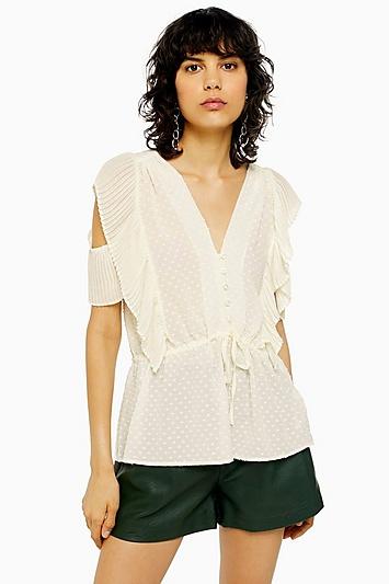 Topshop Dobby Button Top