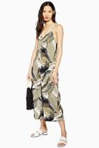 Topshop Palm Print Button Jumpsuit