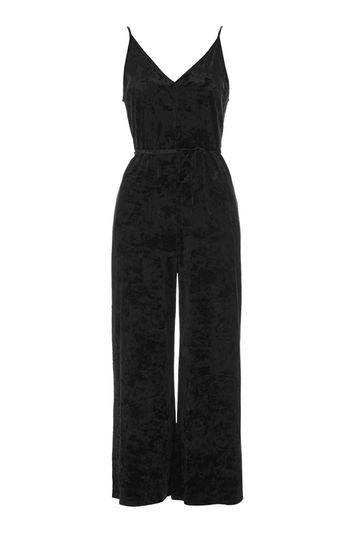 Topshop Petite Velvet Plunge Jumpsuit
