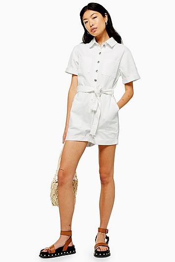 Topshop White Button Romper