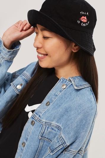 Topshop 'talk Is Cheap' Bucket Hat