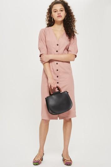 Topshop Washed Twill Seam Midi Dress