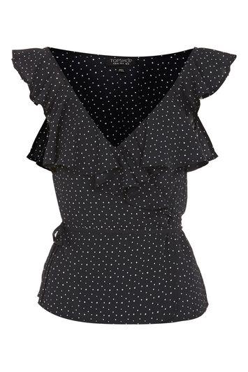 Topshop Navy Star Wrap Top