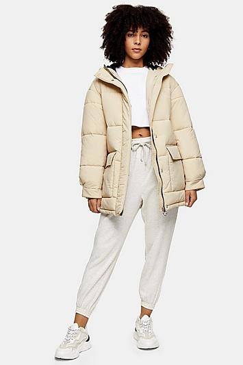 Topshop Ecru Padded Puffer Jacket