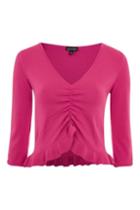Topshop Ruched Front Frill Knitted Top