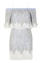 Topshop Leaf Pleat Bardot Dress
