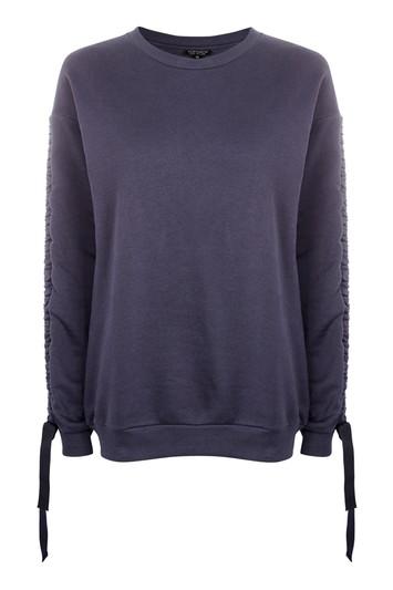 Topshop Ruched Sleeve Sweat
