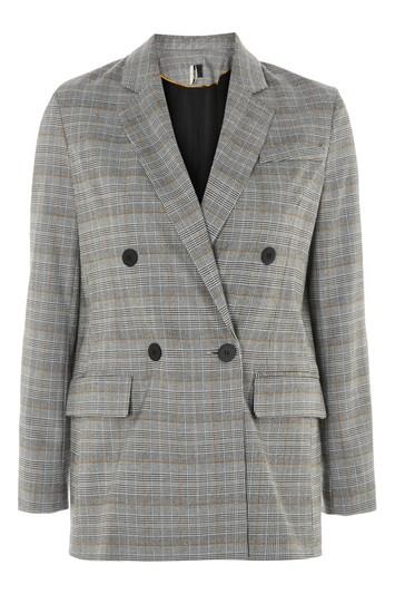 Topshop Checked Double Breasted Jacket