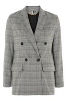 Topshop Checked Double Breasted Jacket
