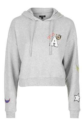 Topshop Badged Brushed Hoodie
