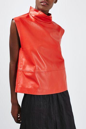 Topshop *leather Funnel Top By Boutique