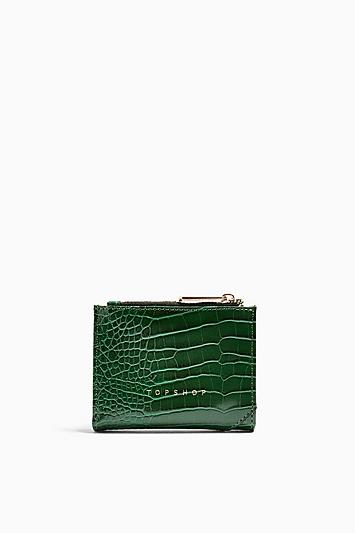Topshop Penny Green Crocodile Purse