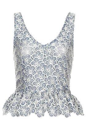 Topshop Lace Scallop Peplum Top