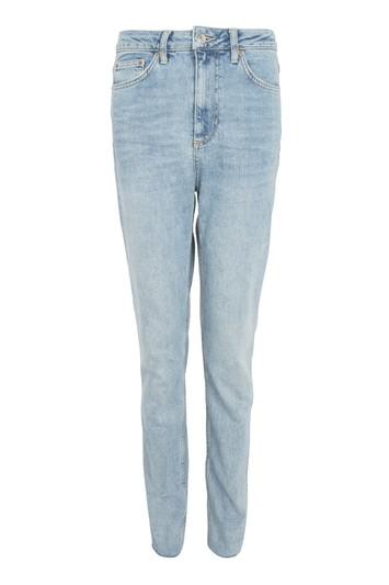 Topshop Tall Bleach Raw Hem Straight Leg Jeans