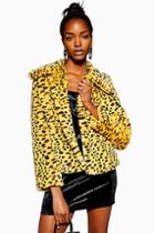 Topshop Cheetah Print Faux Fur Coat