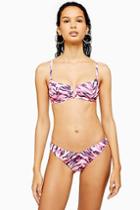 Topshop Tiger V-detail High Leg Bikini Bottoms