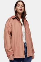 Topshop Considered Pink Denim And Corduroy Reversible Jacket With Recycled Cotton