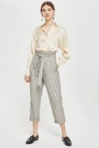 Topshop Petite Stripe Linen Peg Trousers