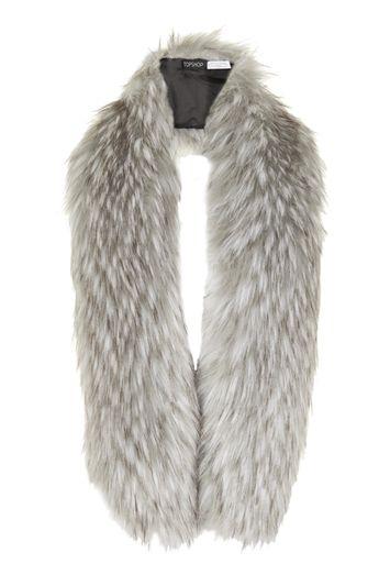 Topshop Soft Grey Faux Fur Scarf