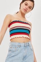 Topshop Striped Ribbed Bandeau Top