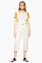 Topshop Cream Frill Jumpsuit
