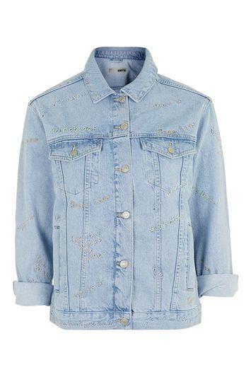 Topshop Moto Embroidered Denim Jacket
