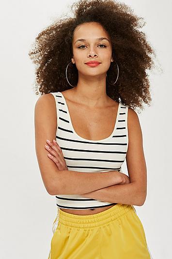 Topshop Monochrome Striped Scoop Back Vest