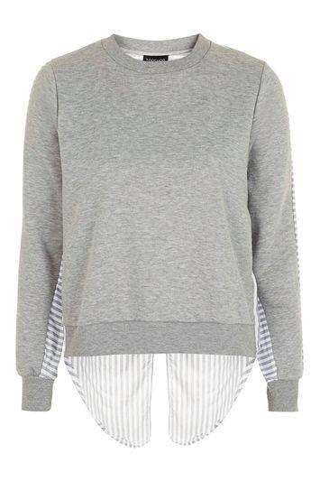 Topshop Stripe Hybrid Sweatshirt