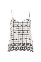 Topshop Window Pane Embroidered Camisole Top