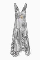 Topshop Stripe Belted Maxi Pinafore Dress