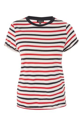 Topshop Tall Stripe Roll Back T-shirt