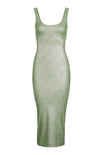 Topshop Vest Foil Ribbed Midi Dress