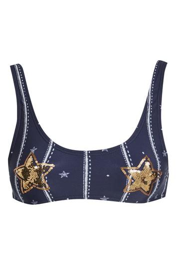 Topshop Star And Striped Crop Bikini Top