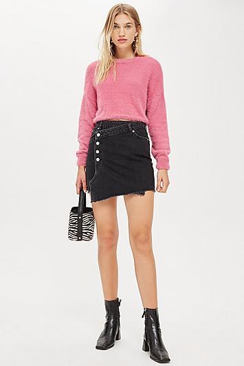 Topshop Asymmetric Denim Skirt
