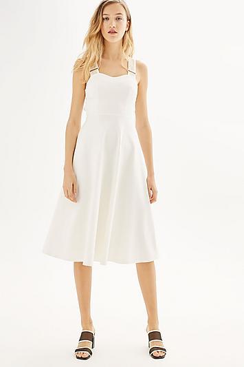 Topshop Airtex Strap Midi Skater Dress