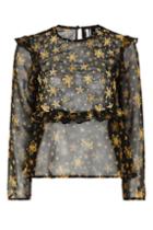 Topshop Star Embroidered Frill Blouse