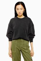Topshop Charcoal Grey Stone Wash Sweatshirt