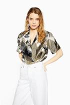 Topshop Graphic Palm Print Bowler Shirt