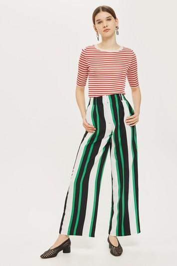 Topshop Petite Striped Wide Leg Pants
