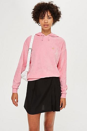 Topshop Petite 'peace' Velour Hoodie