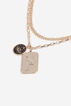 Topshop Engraved Disc And Tag Pendant Necklace