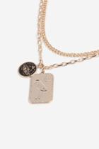 Topshop Engraved Disc And Tag Pendant Necklace