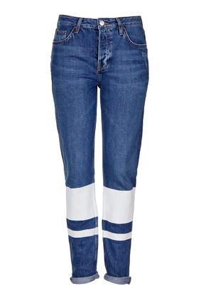 Topshop Moto Stripe Hem Boyfriend Jeans
